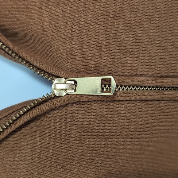 Tommy Hilfiger Camel Brown Full Zip Hooded Sweatshirt Size Medium - Picture 5 of 7